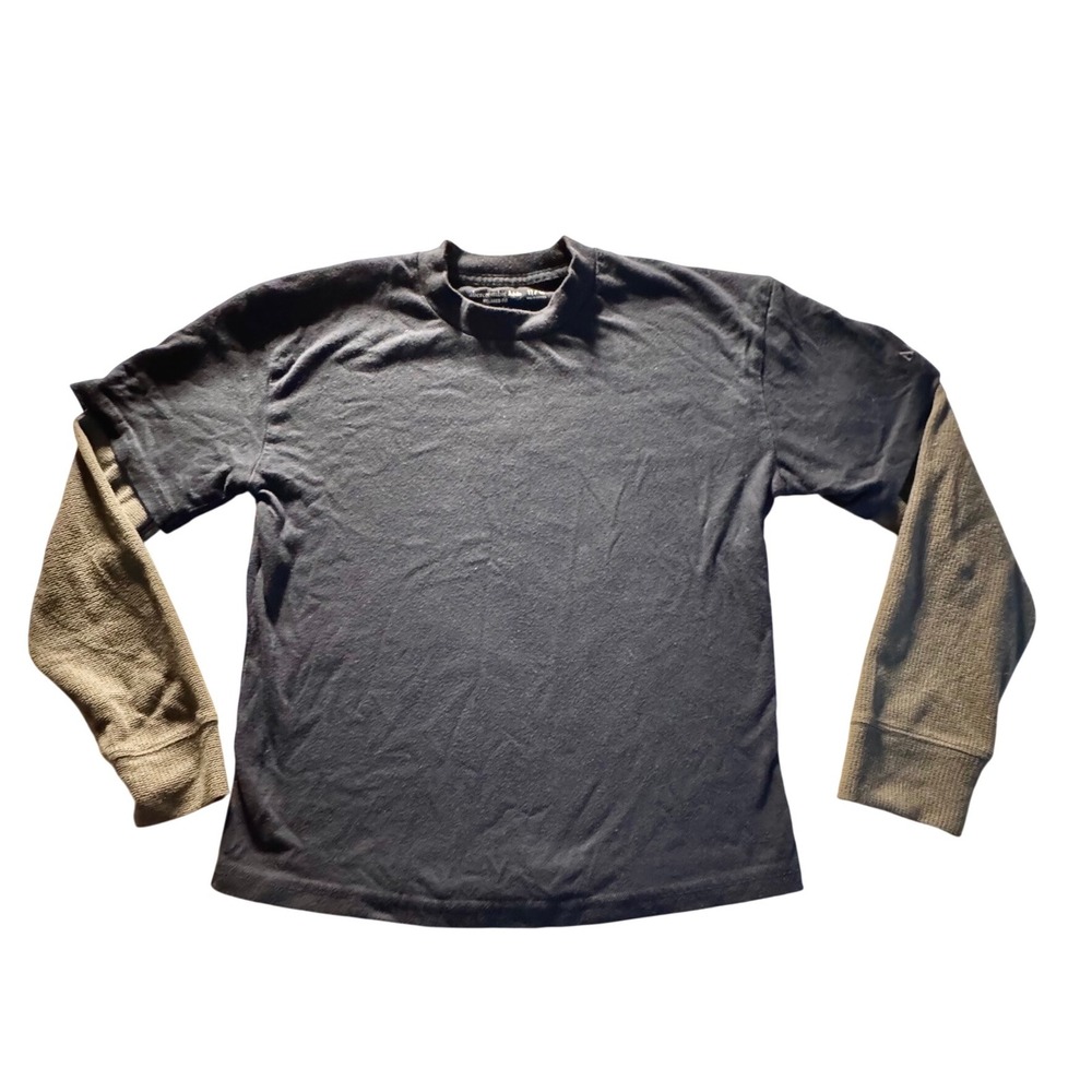 Abercrombie Kids‎ Relaxed Fit Long Sleeve T Shirt 11 12 navy/Gray Double Layer